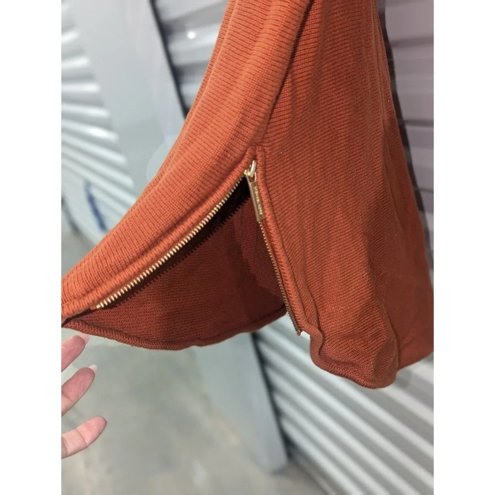 Quiet Luxury Burnt‎ Orange Side Zip Sweater Michael Kors Medium Office Business